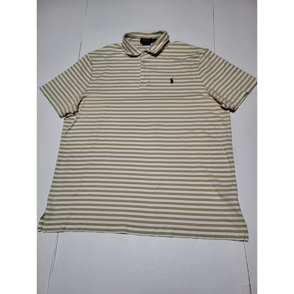 (#L8) Polo Ralph Lauren Classic Fit Short Sleeve Brown/white Stripes Men's XL
